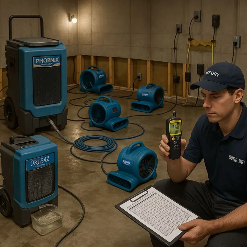 Structural Drying and Dehumidification process in Millers Creek, NC